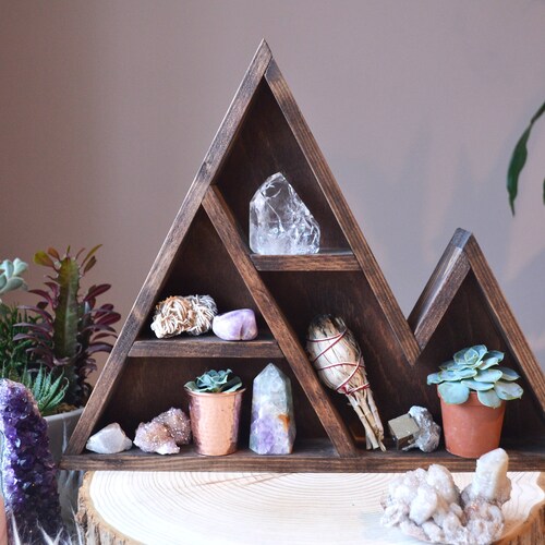 Triangle Shelf Geometric Shelf Crystal Cluster Mountain Etsy