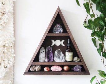 Coppermoon Triangle Shelf, Crystal Shelf, Goddess Moon Shelf