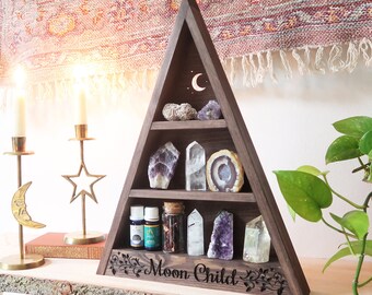 Coppermoon Triangle Shelf, Crystal Shelf, Crystal Display Shelf, Triangle Shelves