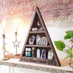 Coppermoon Triangle Shelf, Crystal Shelf, Crystal Display Shelf, Triangle Shelves