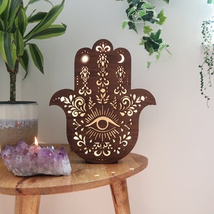 Coppermoon Hamsa Hand Lamp, Night Light, Hamsa Hand Art, Hamsa Night Light, Hand Of Fatima Lamp