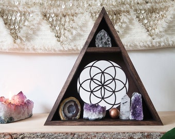 Coppermoon Triangle Shelf, Geometric shelf, Crystal Shelf - Seed Of Life