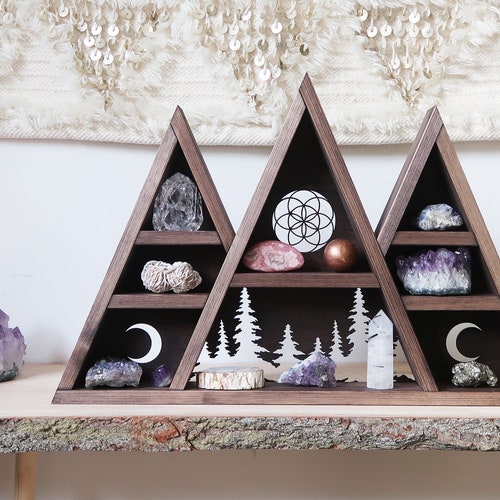 Triangle Shelf Geometric Shelf Crystal Cluster Mountain Etsy