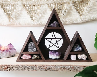 Coppermoon Pentagram Mountain shelf, Geometric Shelf, Triangle shelf