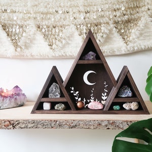 Coppermoon Triangle shelf, Moon Shelf, Moon Shelves,  Geometric shelf Crystal Cluster, Mountain Shelf