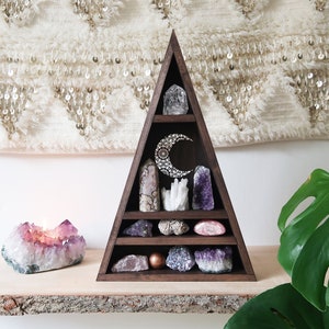 Coppermoon Triangle Shelf, Moon Shelf, Geometric Shelf- Mandala Moon