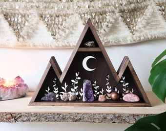 Coppermoon Triangle shelf, Geometric shelf Crystal Cluster, Mountain Shelf