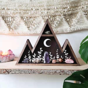 Coppermoon Triangle shelf, Geometric shelf Crystal Cluster, Mountain Shelf