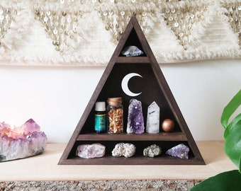 Coppermoon Moon Triangle Shelf, Crystal Shelf, Geometric Shelf