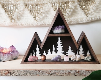 Coppermoon Mountain Shelf, Triangle Shelf, Geometric Forest Shelf