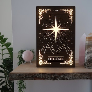 Lámpara de Tarot Estrella de Luna de Cobre, Lámpara de Tarot, Luz de Tarot, Lámpara de Tarot, Regalo de Tarot, Luz de Noche de Tarot, Luz de Noche