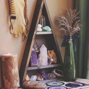 Coppermoon Triangle shelf, geometric shelf, crystal display