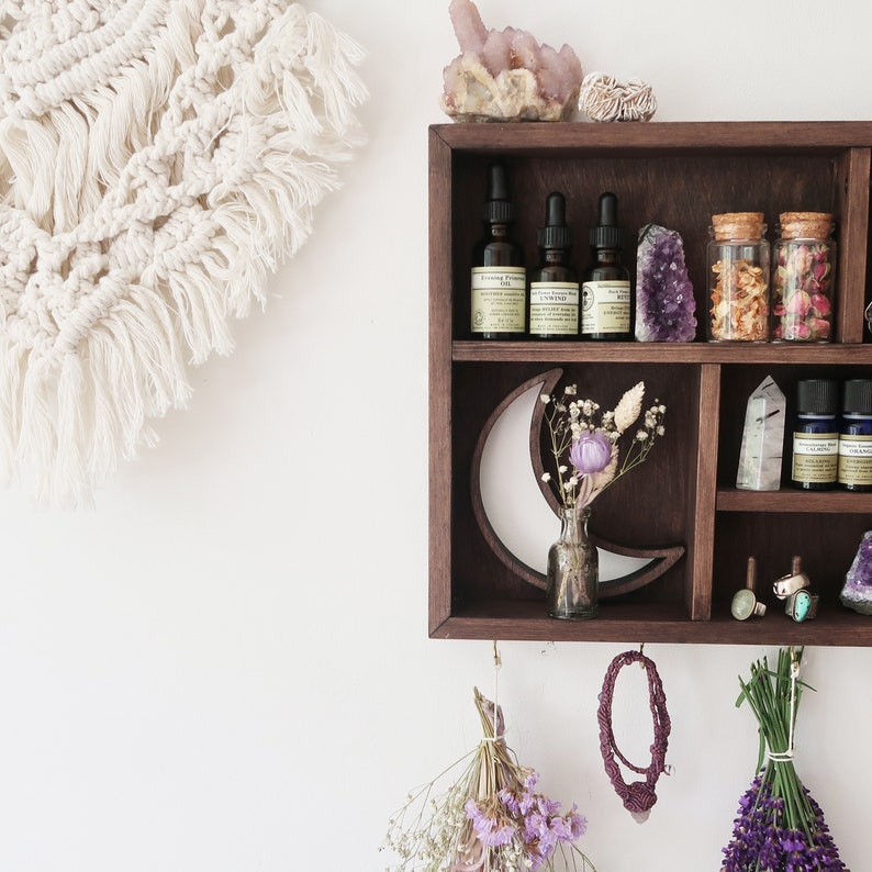 Coppermoon Jewellery Shelf, Jewellery Shelf, Essential Oil Shelf, Apothecary Shelf, Wooden shelf, Geometric Shelf, Crystal Shelf image 4