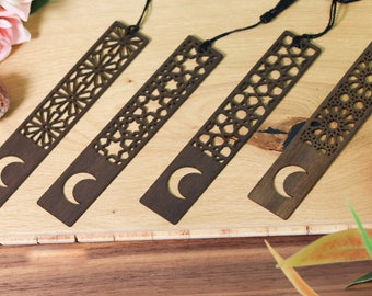 Coppermoon Mandala Crescent Moon Wooden Bookmark with Tassel, Booktok, Witchy Gifts, Cute Bookmark, Book Lover Gift, Goth Gifts for Readers