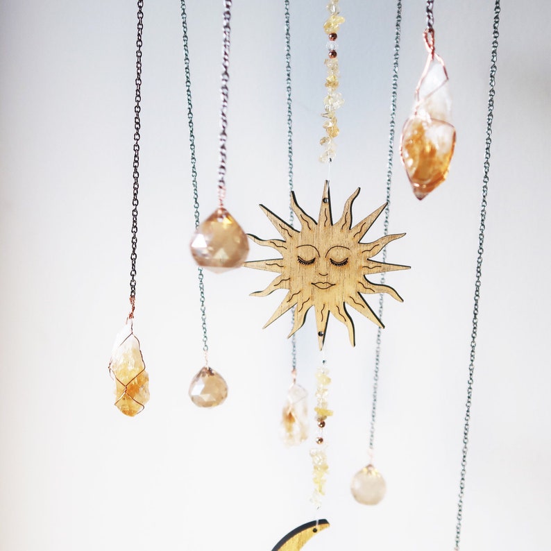 Celestial Suncatcher Mobile Sun and Moon Suncatcher Crystal Etsy Canada