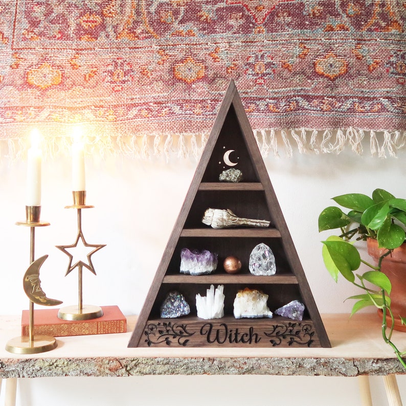 Coppermoon Witch Triangle Shelf, Crystal Shelf, Crystal Display Shelf image 1