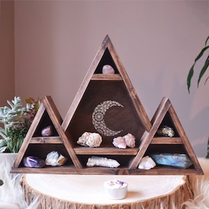 Coppermoon Brown Mountain shelf, Geometric Shelf, Triangle shelf, mandala,