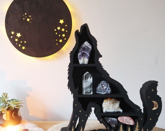 Coppermoon Handmade Wolf Shelf, Wolf Wall Art, Wolf Wall Decor, Crystal Shelf, Crystal Display