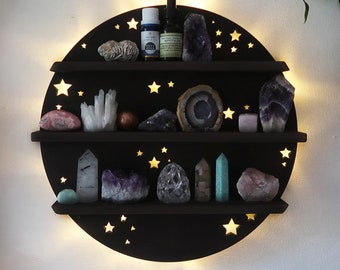 Coppermoon Brown Moon shelf, Full moon shelf, Crystal shelf, geometric shelf