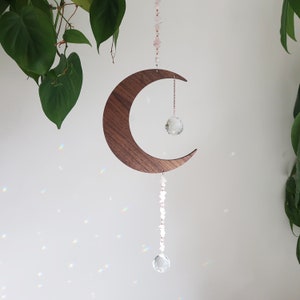 Coppermoon Crescent Moon Crystal Suncatcher, Moon art