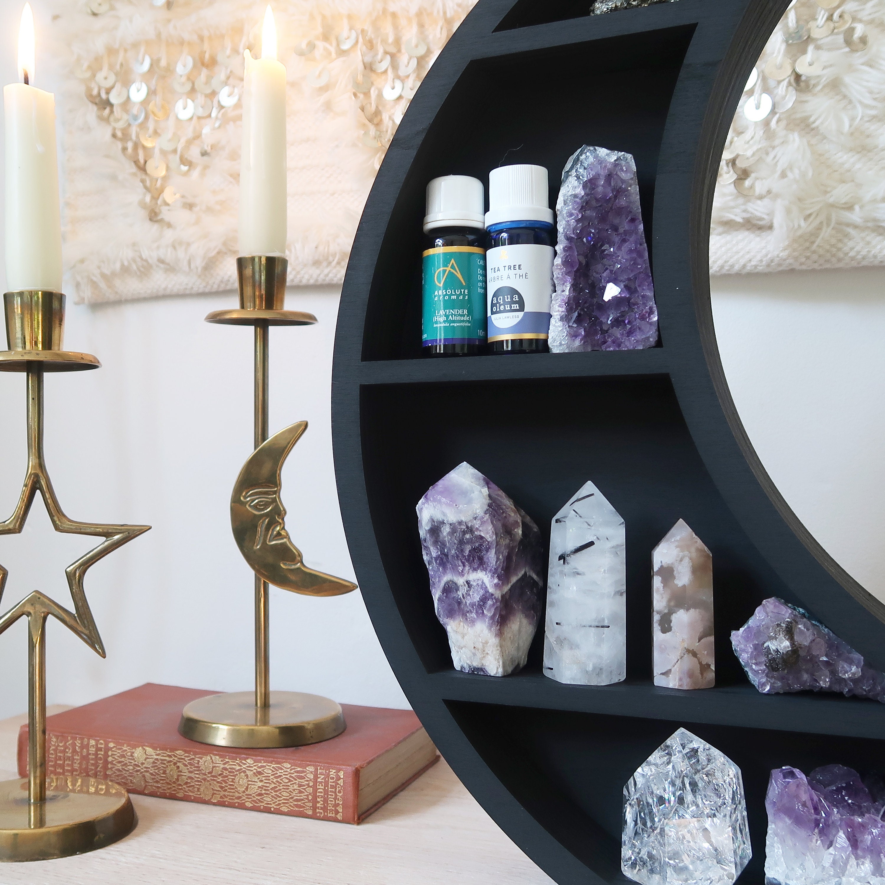 Moon Shelf Moon Phase Shelves Moon Shelves Crystal Display Etsy