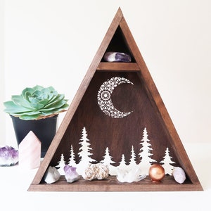 Coppermoon driehoekige plank, geometrische plank, kristallen plank