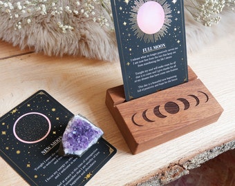 Coppermoon Full/New Moon Affirmation ceremony card set, Tarot cards, Altar stand