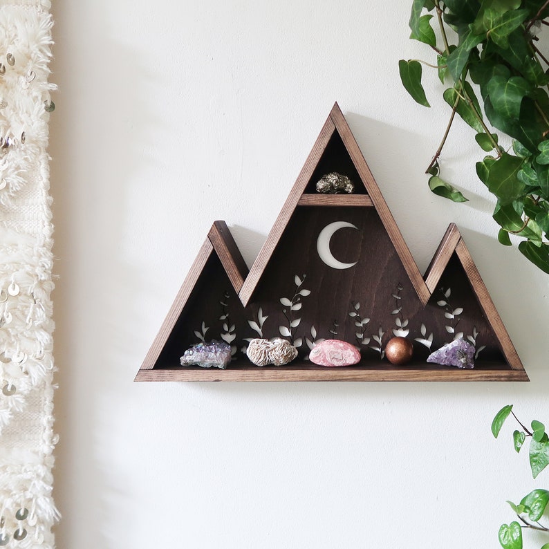 Coppermoon Triangle shelf, Geometric shelf Crystal Cluster, Mountain Shelf image 2