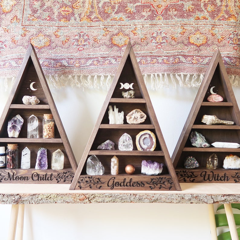 Coppermoon Witch Triangle Shelf, Crystal Shelf, Crystal Display Shelf image 3