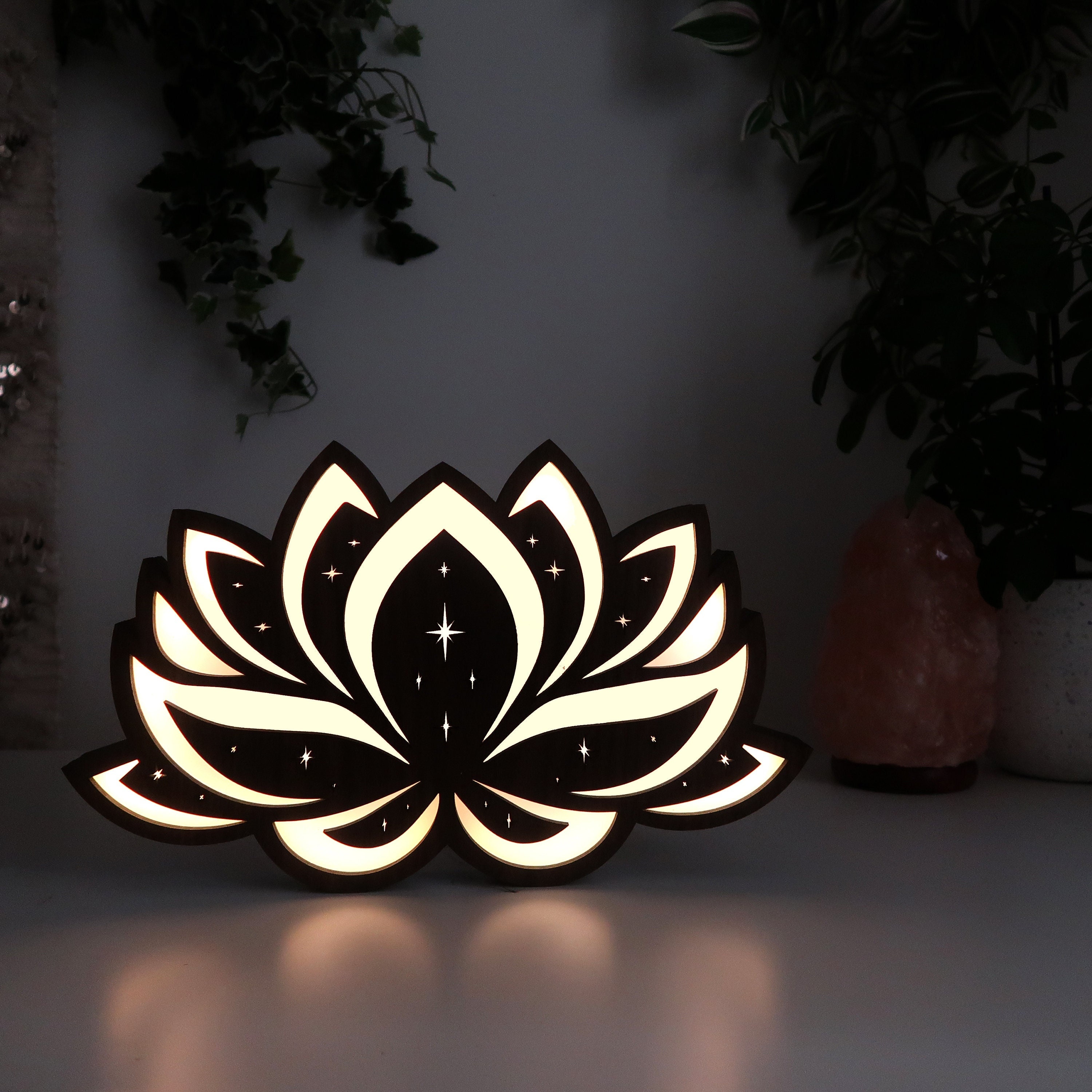 lampe fleur de lotus coppermoon, veilleuse, art lotus, lampe lumineux, à led, nuit cadeau lotus