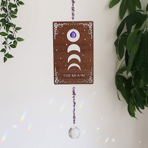 Coppermoon Arcanes Majeurs Lune Tarot Cristal Suncatcher, Tarot Suncatcher