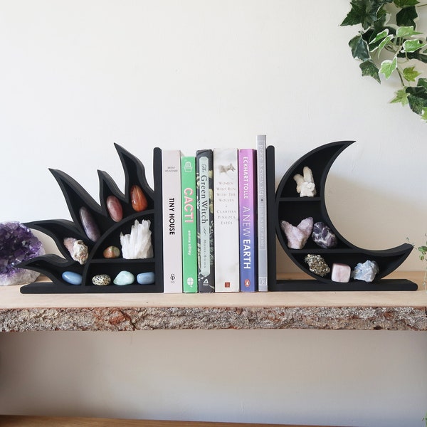 Coppermoon Sun and Moon Bookends-Book Lover Gift, Book Shelf, Book Holder, Book Stand, Book Nook, Goth Decor, Witchy Gifts, Moon Shelf,