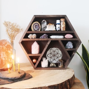 Coppermoon Geometric Shelf - Seed Of Life, Crystal Shelf, Essential Oil Shelf