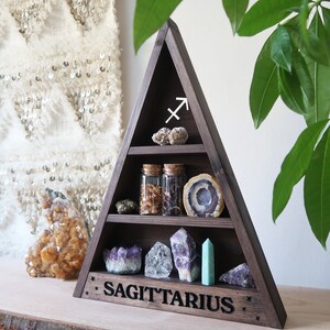 Coppermoon Zodiac Shelf, Zodiac Crystal Shelf, Triangle Shelf, Triangle Crystal Shelf, Zodiac Crystals, Zodiac Gift image 3