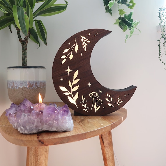 Coppermoon Mond Lampe, Mond Nachtlicht, Botanische Lampe, Geschenk des  Mondes - .de