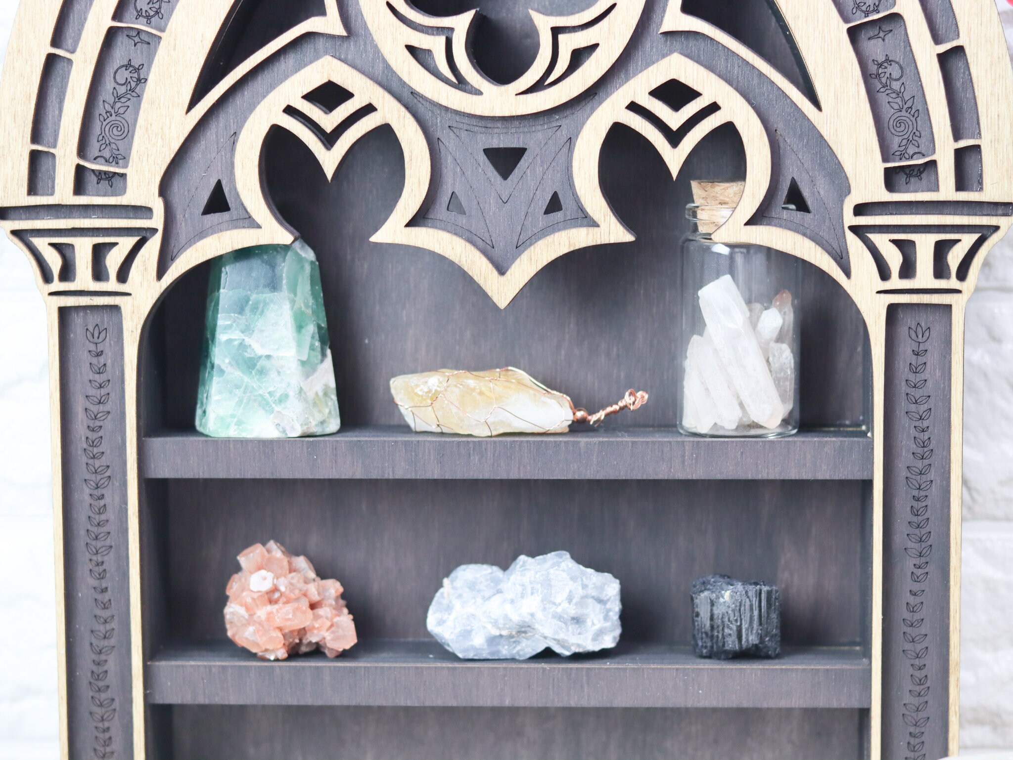 Coppermoon Gothic Arch Crystal Shelf- Goth Decor, Altar