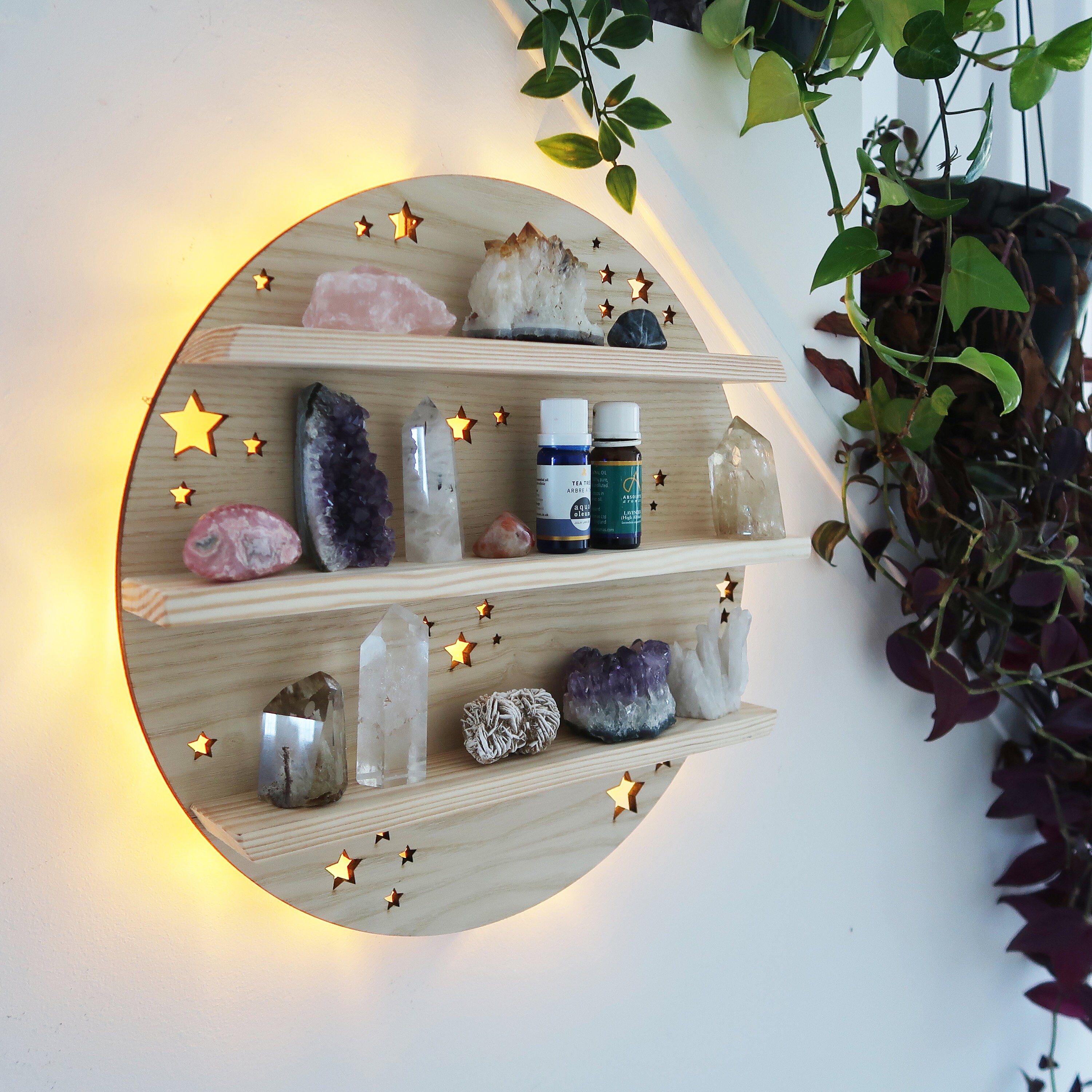 Full Moon Crystal Shelf Moon Shelf Geometric Shelf Etsy