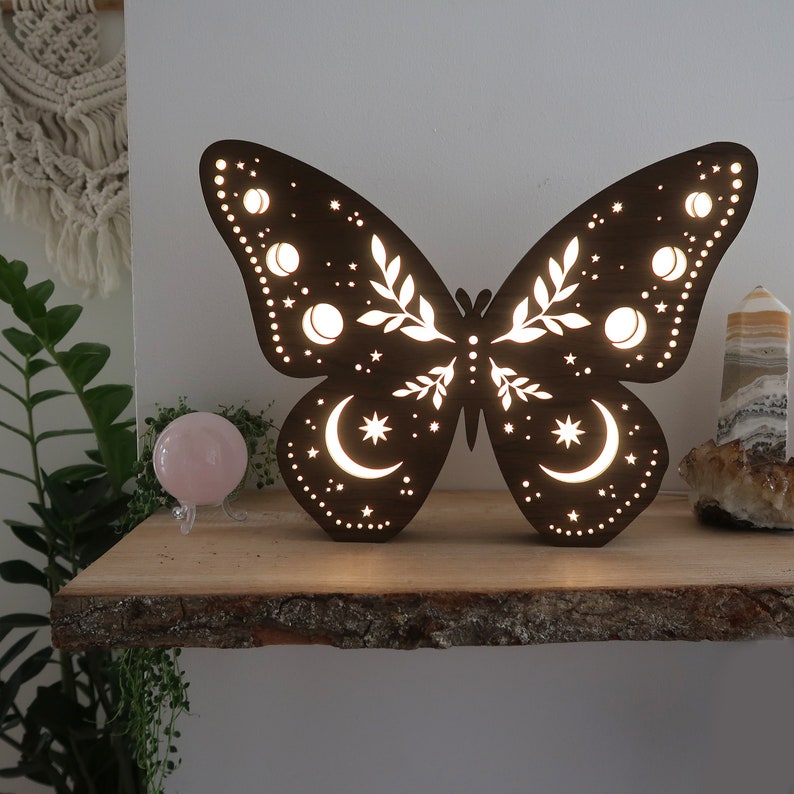 Coppermoon Butterfly Lamp, Night Light, Butterfly Art, Butterfly Night Light, Butterfly Light image 1