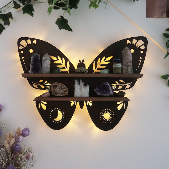 Coppermoon Brown Butterfly Shelf, Butterfly Lamp, butterfly