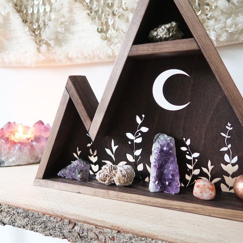 Triangle Shelf Geometric Shelf Crystal Cluster Mountain Etsy
