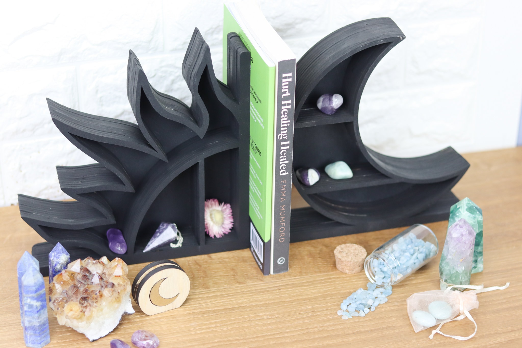 Coppermoon Sun and Moon Bookends-book Lover Gift, Book Shelf, Book