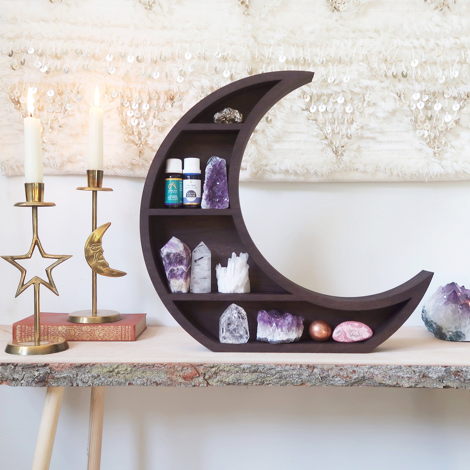 Moon Shelf Moon Phase Shelves Moon Shelves Crystal Display Etsy