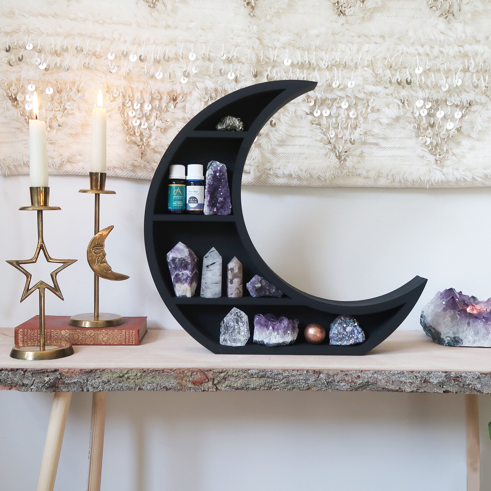 Moon Shelf Moon Phase Shelves Moon Shelves Crystal Display Etsy