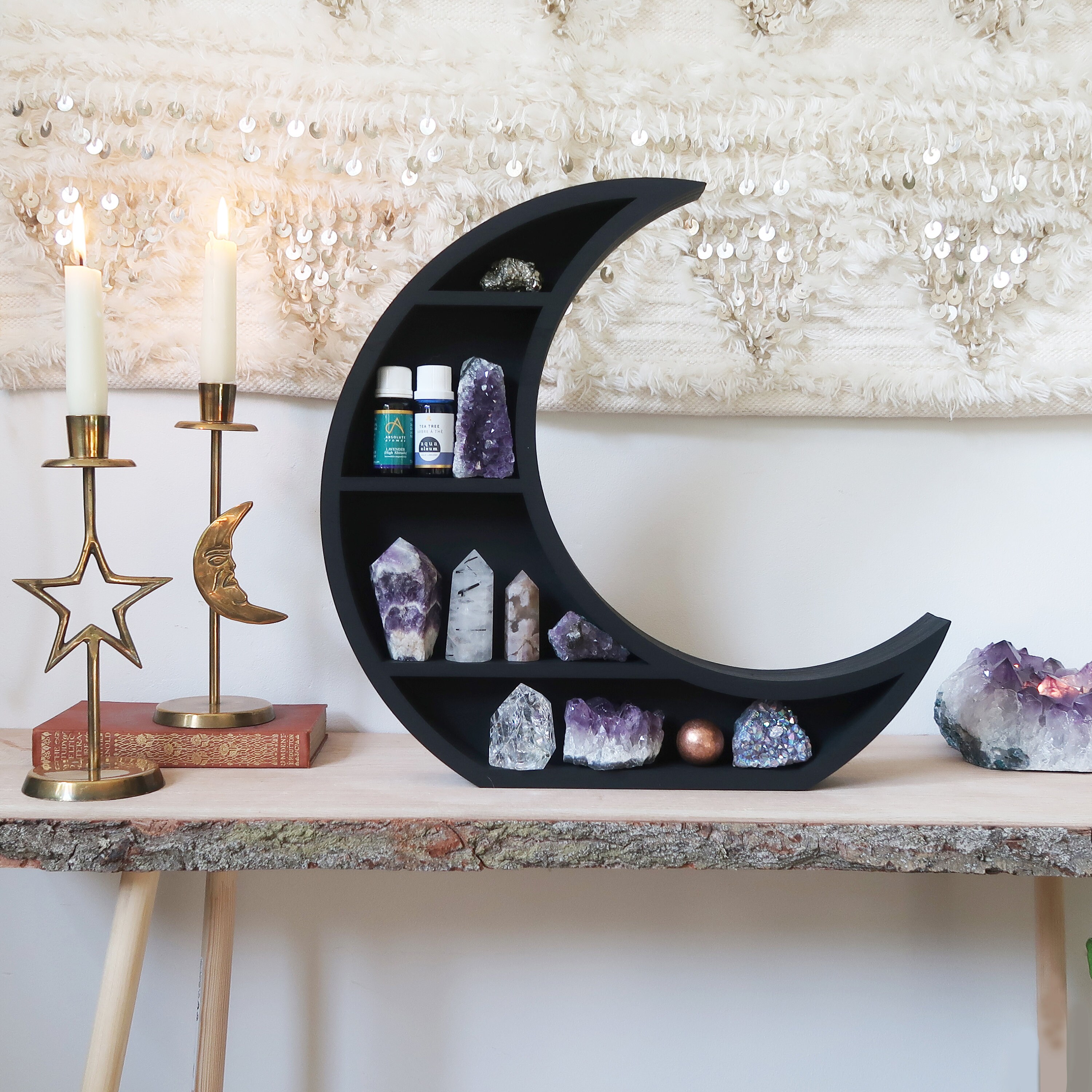 Moon Shelf Moon Phase Shelves Moon Shelves Crystal Display Etsy