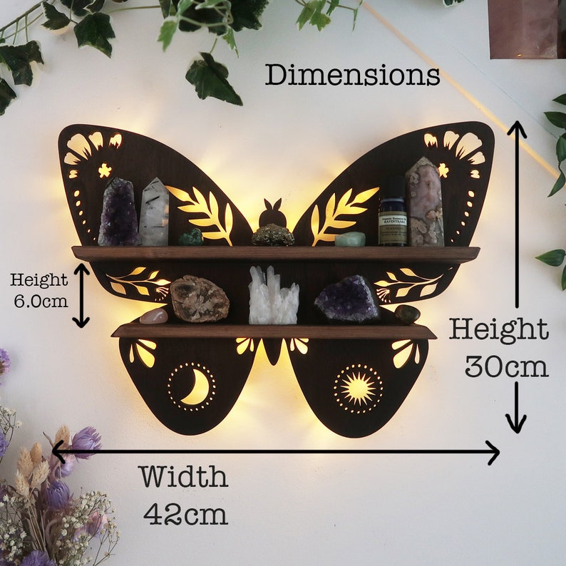Butterfly Shelf Butterfly Lamp butterfly  wooden crystal image 2