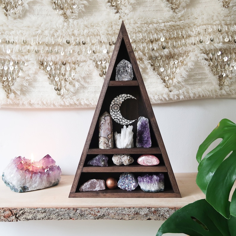 Coppermoon Triangle Shelf, Moon Shelf, Geometric Shelf Mandala Moon image 1