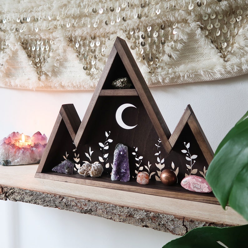 Triangle Shelf Geometric Shelf Crystal Cluster Mountain Etsy