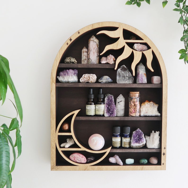Moon Shelf Moon Phase Shelves Sun and Moon Shelves Crystal Etsy Hong Kong