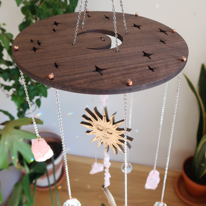 Celestial Suncatcher Mobile Sun and Moon Suncatcher Crystal Etsy UK