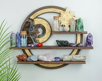 Coppermoon Sun and Moon Altar shelf - Magic altar, Spiritual altar items, Altar cloth, Altar table, Wiccan altar, Altar set, Altar box